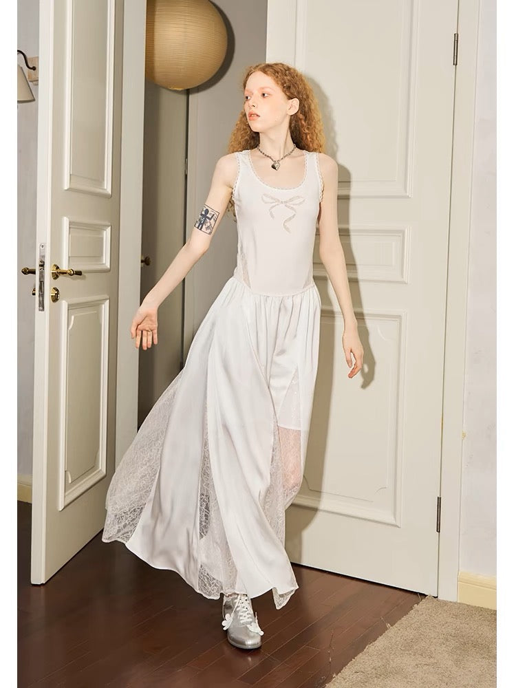 Lace Embroidered Suspender Dress Set-Up main image 0