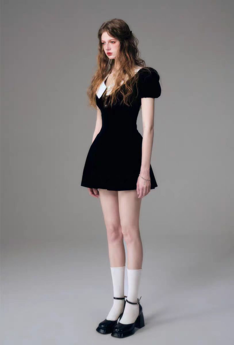 Black velvet dress