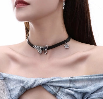 New Chinese style butterfly choker necklace short black necklace