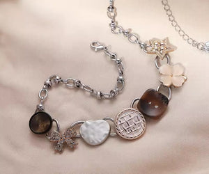 Chanel style button necklace choker clavicle chain