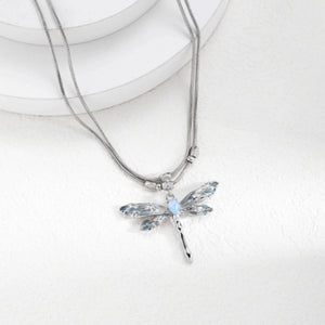 Dragonfly Pendant Necklace Simple Double Layer Design Clavicle Chain