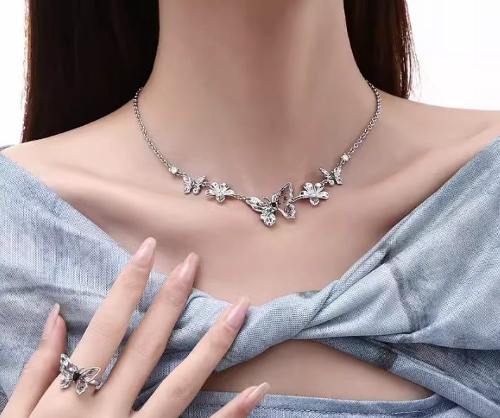 Flower Butterfly Necklace All-match Clavicle Chain