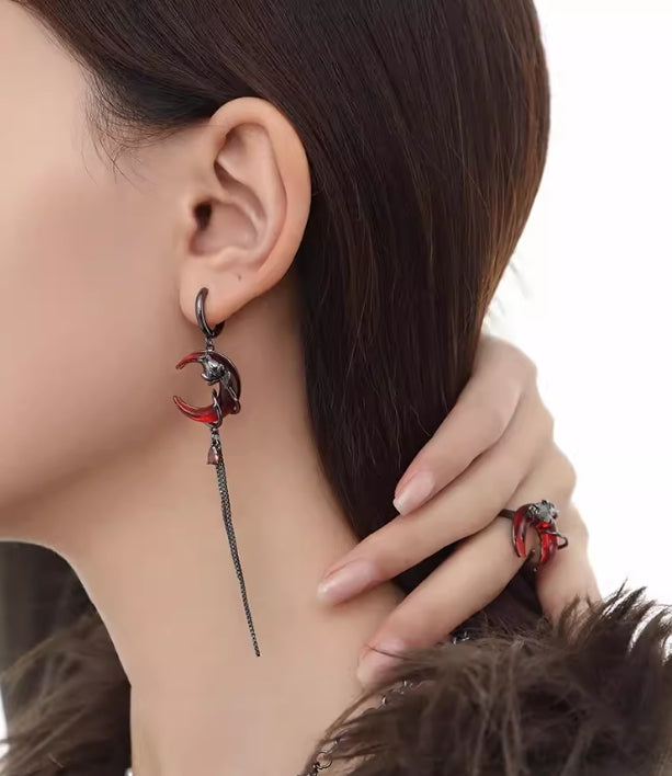 Red Crescent Earrings