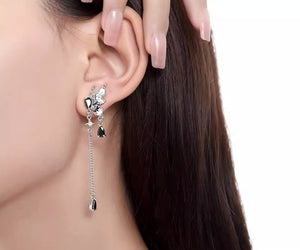 New Chinese style tassel oil drip butterfly earrings