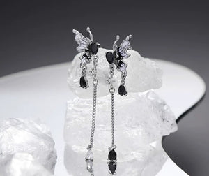 New Chinese style tassel oil drip butterfly earrings