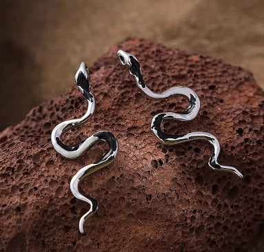 Snake Garden Unique Silver Needle Snake Earrings