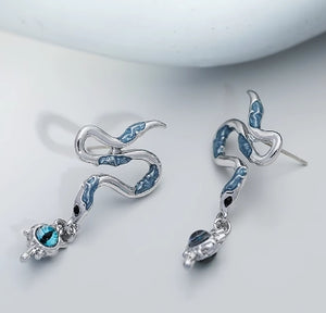 Evil Eye Snake Earrings