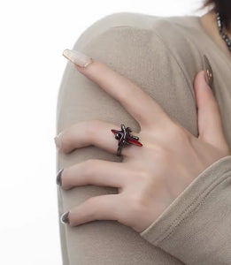 Subculture punk style taboo four-pointed star ring