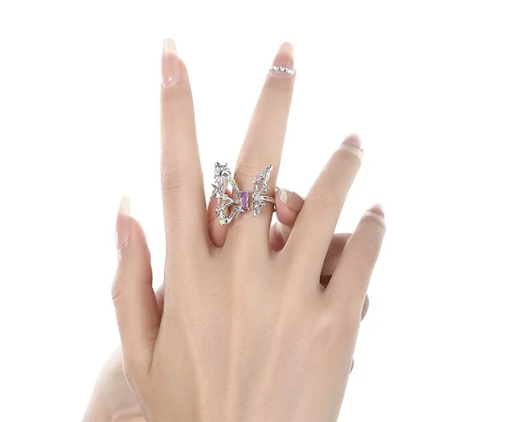 Sweet Cool Zirconia Butterfly Ring