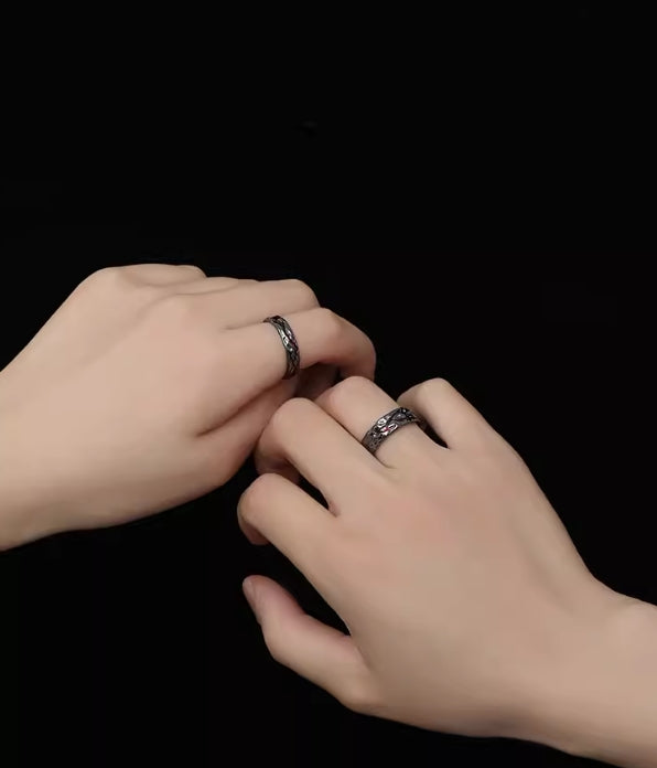 Exquisite personality dark style couple ring gift