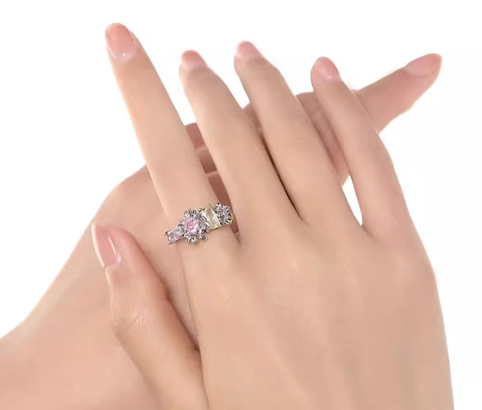 Super dazzling high-end exquisite sweet cool flower ring