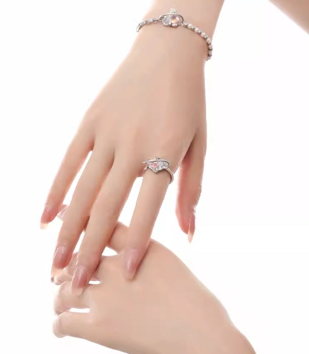 ins fashion pink love ring