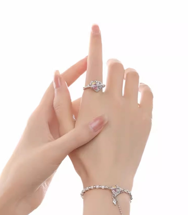 ins fashion pink love ring