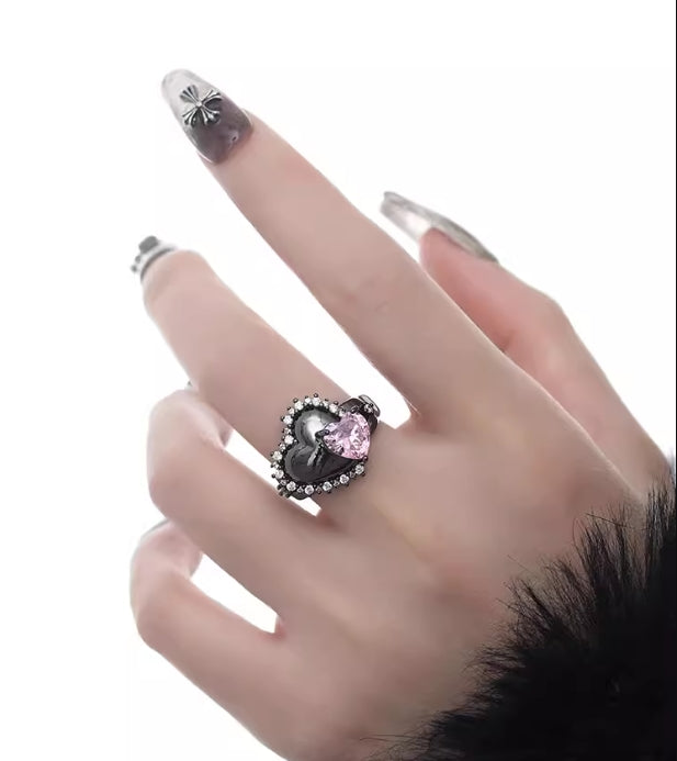 Black heart open ring