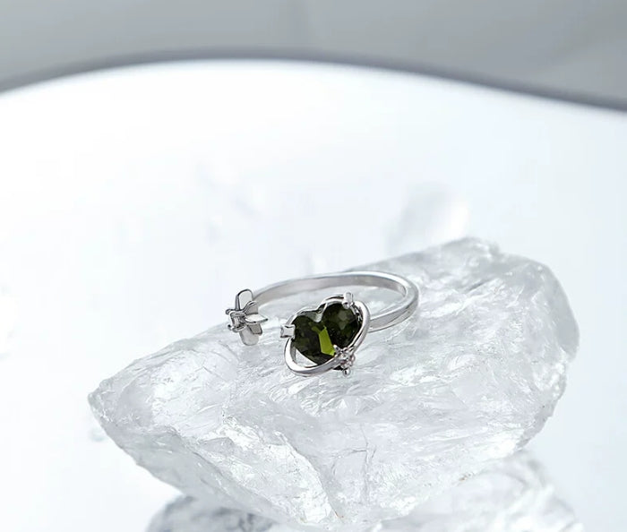 Green Heart Open Ring