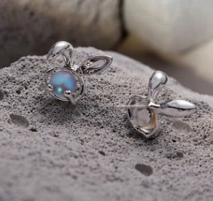 Moonstone Rabbit Stud Earrings