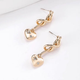 Long knot heart earrings