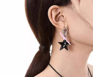 Girly ins sweet cool five-pointed star earrings