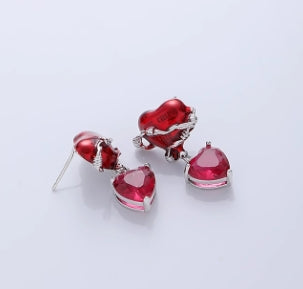 Hot Girl Sweet Cool Style Red Balloon Heart Earrings