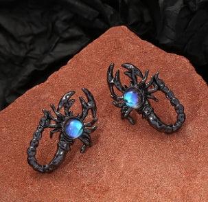 Textured Scorpion Moonstone Earrings