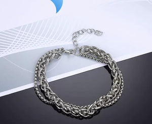 Double row hip-hop style titanium steel keel double layer bracelet