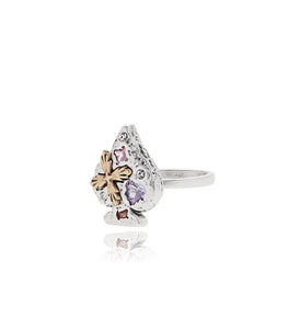 Exquisite zircon two-tone heart ring