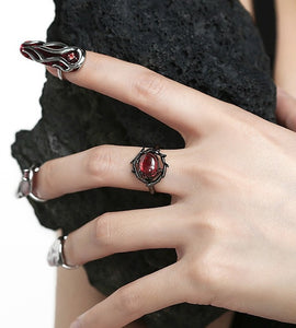 Burgundy gemstone open ring