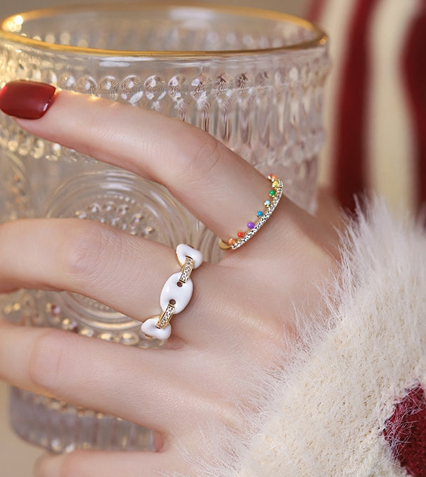 Light luxury French pig nose oil drop zircon ring