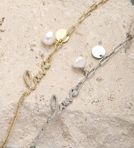 Natural pearl letter bracelet