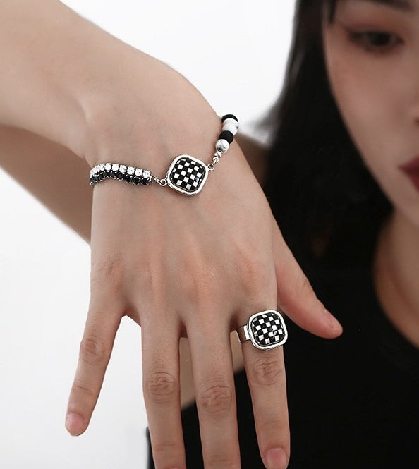 Vintage Zirconia Checkerboard Bracelet