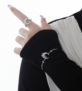 Ins white zircon moon bracelet