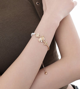 Ancient Gold Ginkgo Leaf Fashion Commuter Bracelet