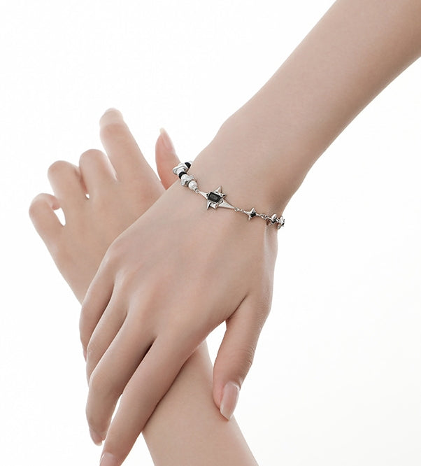 Four-pointed star pearl bracelet