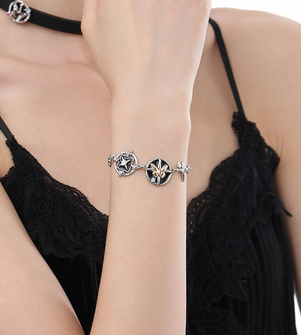 Fashion Black Button Butterfly Bracelet