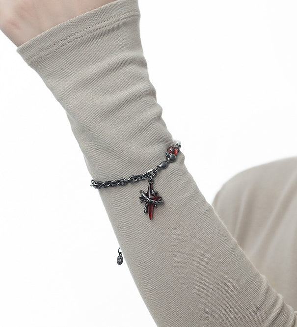 Black four-pointed star bracelet