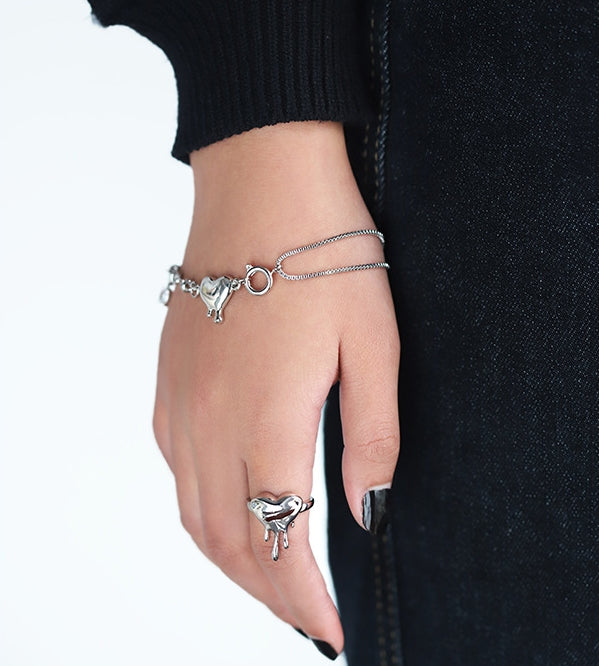 Four-pointed star heart pendant bracelet