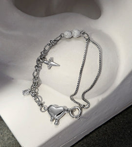 Four-pointed star heart pendant bracelet