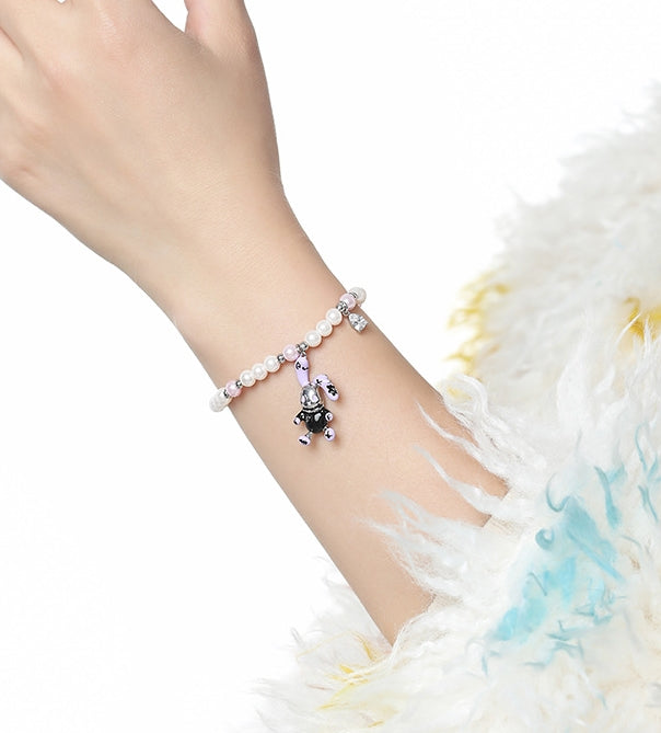 Purple black oil drop rabbit pearl bracelet