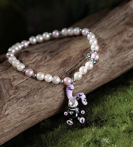 Purple black oil drop rabbit pearl bracelet