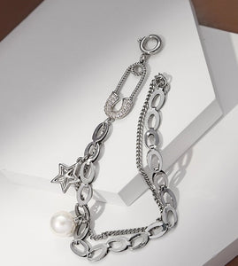 Safety Pin Pearl Bracelet