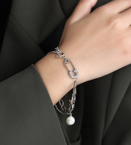 Safety Pin Pearl Bracelet