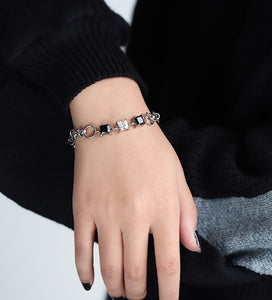 Exquisite simple hip-hop retro square diamond bracelet