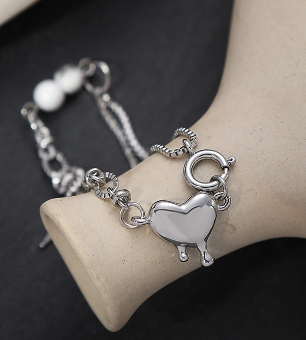 Cold style liquid heart bracelet