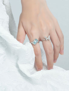 Simple texture irregular butterfly zircon ring