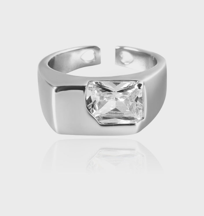 Simple neutral light luxury zircon open ring