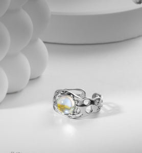 Ins irregular opening style moonstone ring