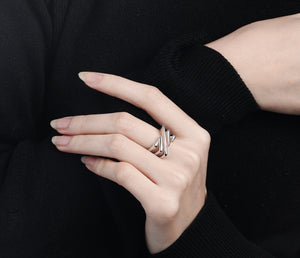 Minimalist double-layer irregular open plain ring