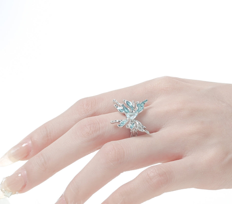 Epoxy Ice Butterfly Ring