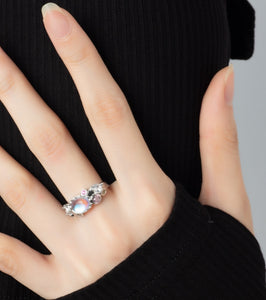 High-end moonstone pink diamond ring