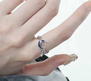 Irregular blue moon glue adjustable ring